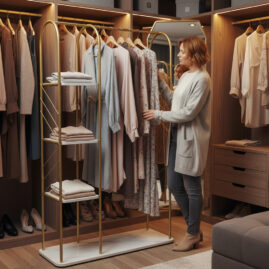 4 Raflı Metal Ayaklı Askılık Raflı Ayaklı Elbise Askılığı Konfeksiyon Askılığı Sunta Raflı