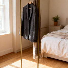 Alternative view of AURA Raflı Metal Ayaklı Askılık Raflı Ayaklı Elbise Askılığı Konfeksiyon Askılığı Sunta Raflı