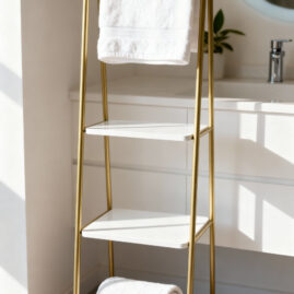 Alternative view of Dora Dekoratif Raf Mobilya Kitaplık Dekoratif Metal Mobilya Gold 3 Raflı Kitaplık Banyo Rafı