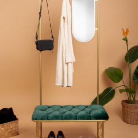 Aynalı Askılık Portmanto Ayakkabılık Kapı Girişi Vestiyer  Ayakkabılık Puf Bench