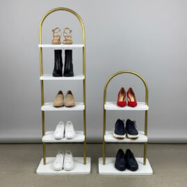 İkili Ayakkabılık Düzenleyici Çok Amaçlı Raf Konsept Sunta Raf Metal Ayakkabılı