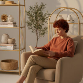 Alternative view of İkili Dekoratif Raf Mobilya Kitaplık Dekoratif Metal Mobilya Gold 4 Raflı Kitaplık